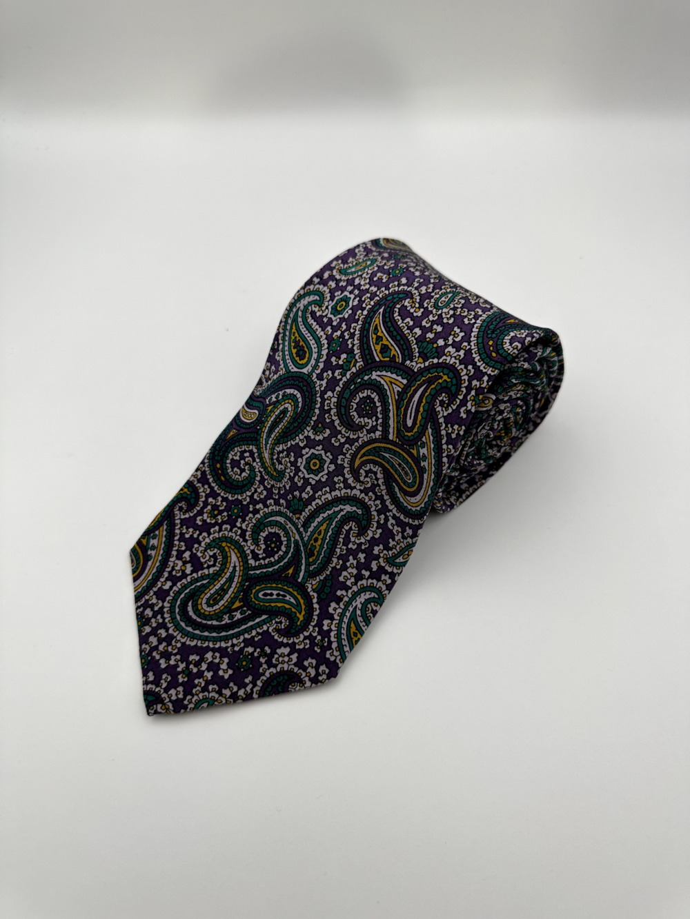 Fendi Men’s 100% Silk Tie Vintage Luxury Designer Paisley Pattern Made in Italy